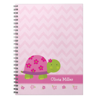 Carnet personnalisé par rose mignon de tortue pour