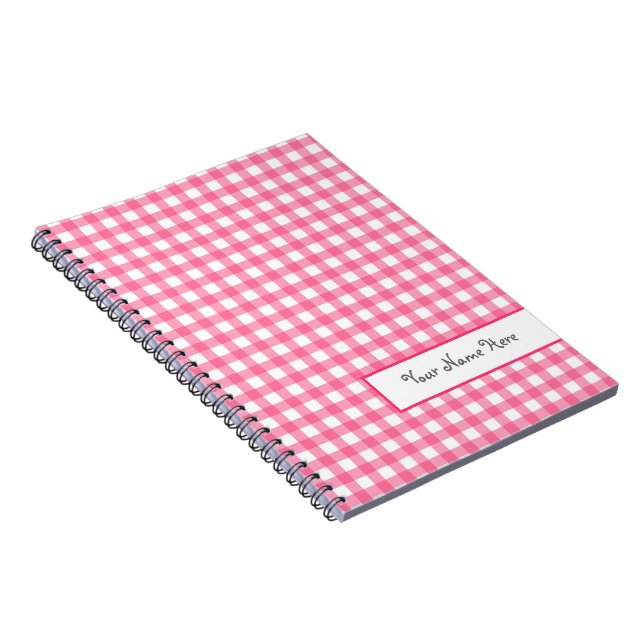 Carnet personnalisé par spirale rose de guingan (Côté Droit)