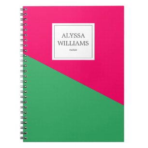 Carnet Personnalisé Pink Vert Chaud Personnalisé Fille