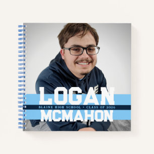 Carnet Personnalisé pour Brian Baby Blue & Navy Photo Gra