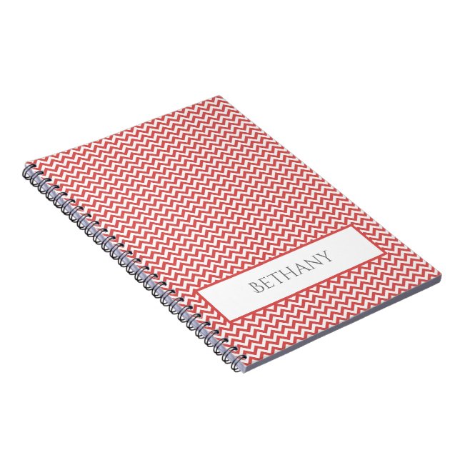 Carnet personnalisé Red Simple Chevron (Côté Droit)