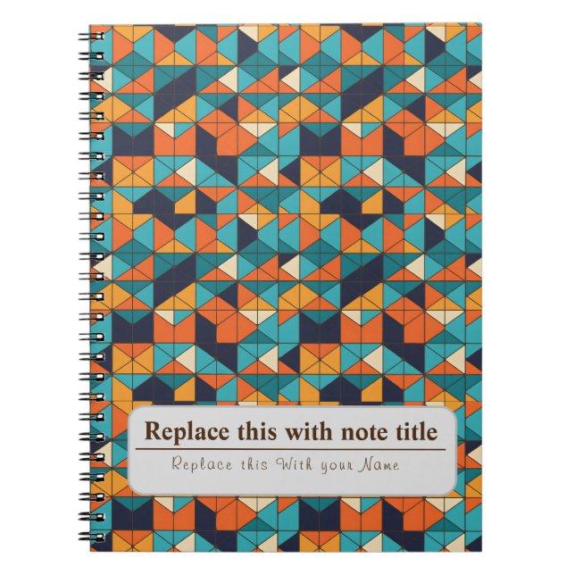 Carnet Personnalisé Retro Funky Orange Turquoise (Devant)