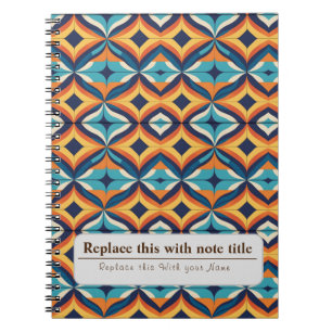 Carnet Personnalisé Retro Funky Orange Turquoise