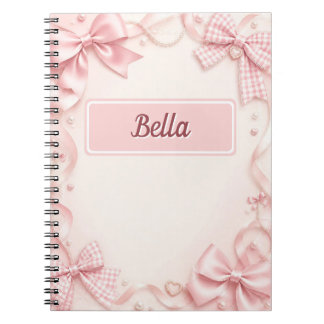 Carnet personnalisé rose à nœud coquette