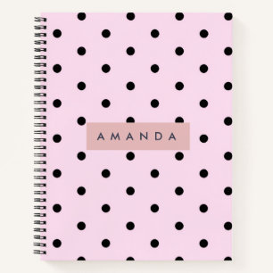 Carnet Personnalisé Rose et Noir à pois Chic