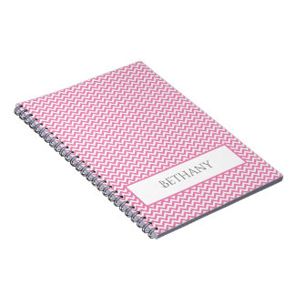 Carnet personnalisé rose simple Chevron