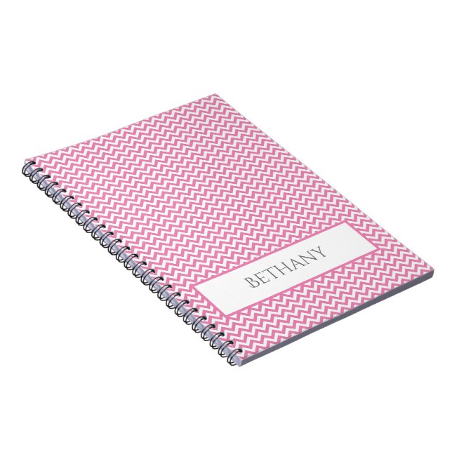 Carnet personnalisé rose simple Chevron (Côté Droit)