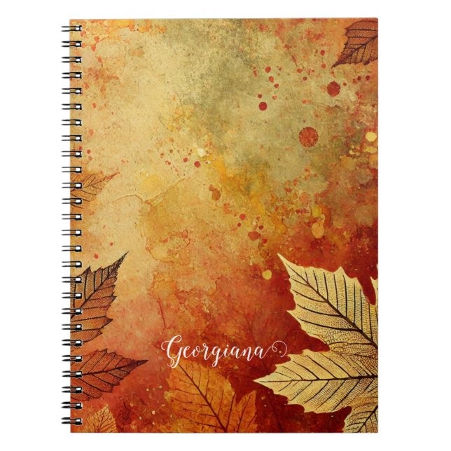 Carnet Personnalisé Rustique Golden Autumnal Encre désoss (Devant)