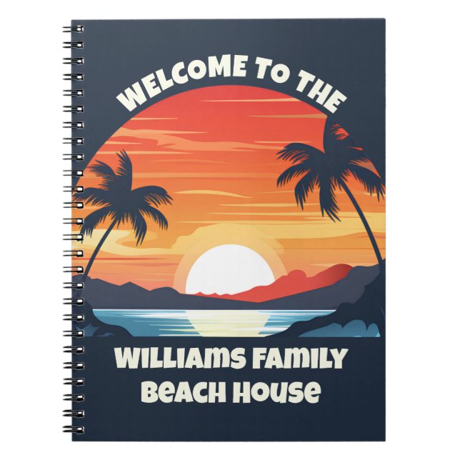 Carnet Personnalisé Sunrise Palm Trees Beach House Invité (Devant)