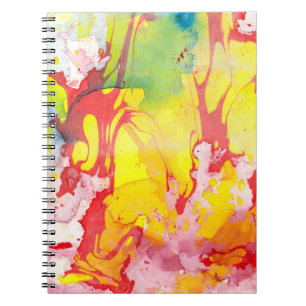 Carnet Personnalisé tendance moderne Abstrait jaune bleu