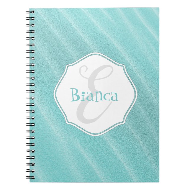 Carnet personnalisé turquoise à vagues de sable (Devant)