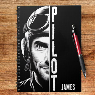 Carnet Personnalisé, visage de pilote, bande dessinée, no