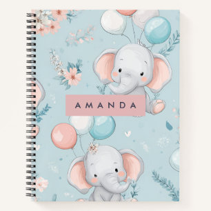 Carnet Personnalisé Whimsical Baby Elephant Motif