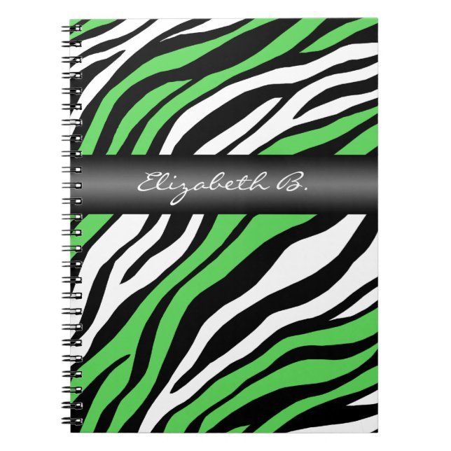 Carnet personnalisé Zebra Print Green Mix (Devant)
