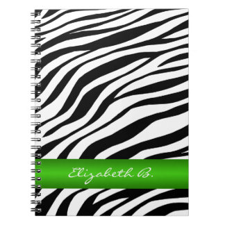 Carnet personnalisé Zebra Print Green Stripe