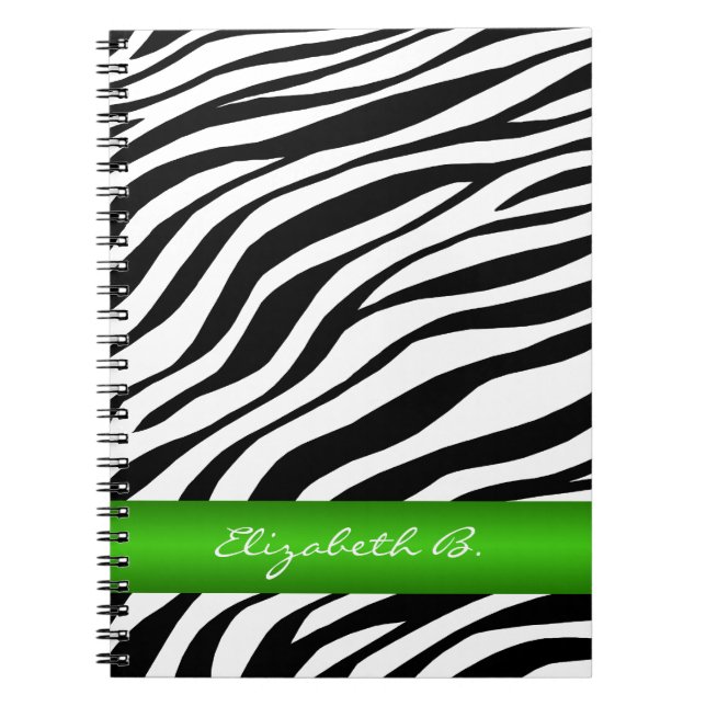 Carnet personnalisé Zebra Print Green Stripe (Devant)
