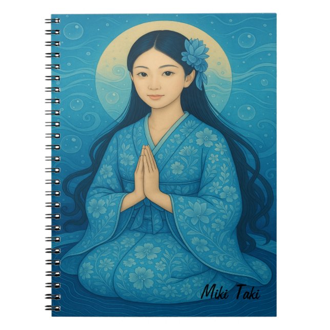 Carnet Personnalisé Zen Yoga Méditation Mindfult Art Bleu (Devant)