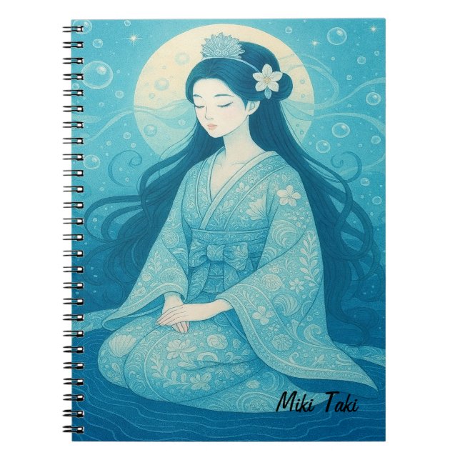 Carnet Personnalisé Zen Yoga Méditation Mindfult Art Bleu (Devant)