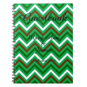 Carnet Personnalisé Zigzag Chevron Motif Vert Blanc