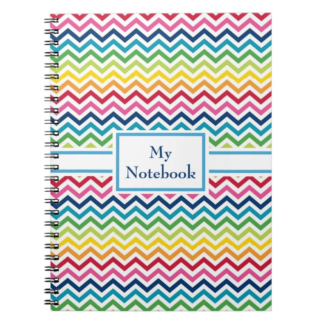 Carnet personnalisé - Zigzags multicolores (Devant)