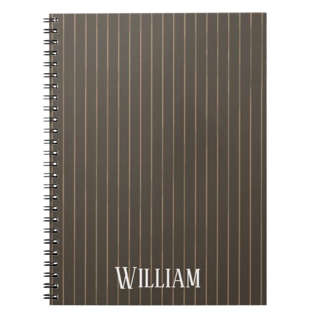 Carnet Personnalised brown retro pinstripes (Devant)