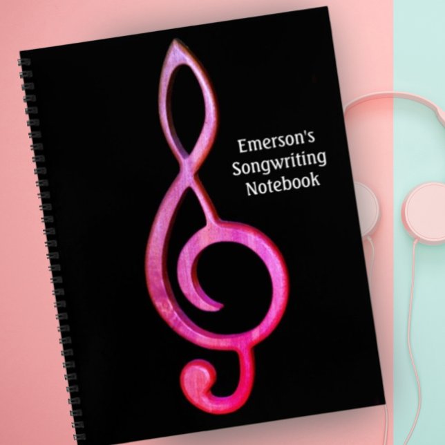 Carnet Personnaliser Clé Treble Hot Rose Design (Créateur téléchargé)