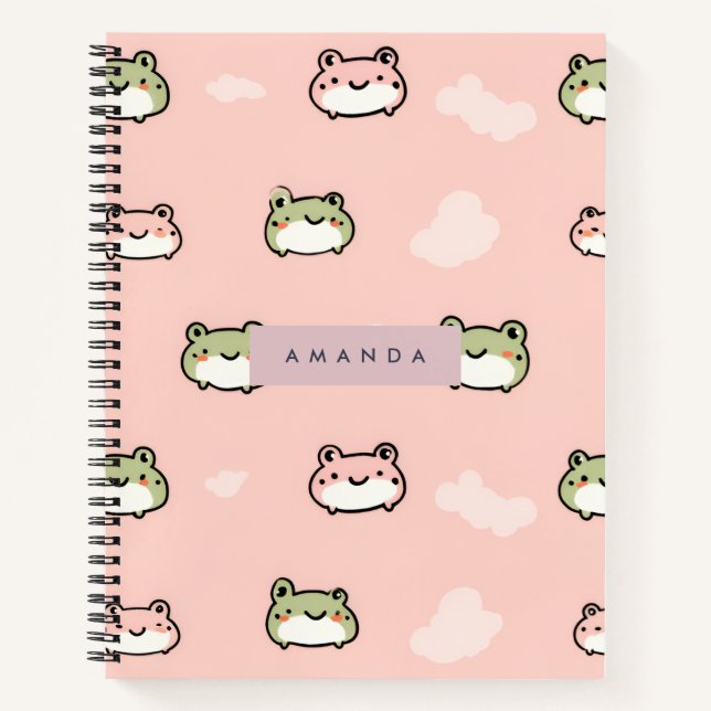 Carnet Personnaliser Cute Kawaii Pastel Frog Design sur r (Devant)