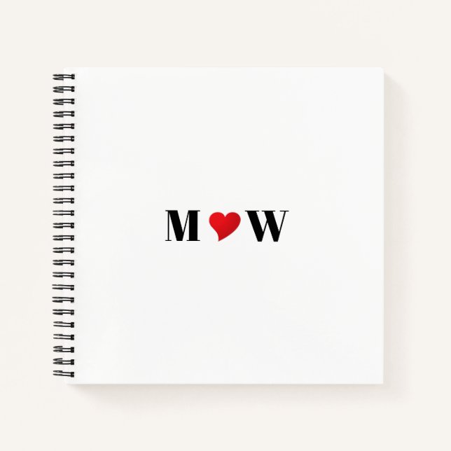 Carnet Personnaliser Deux initiales A Loves B coeur rouge (Devant)