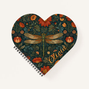 Carnet Personnaliser dragonfly orange floral boho chic