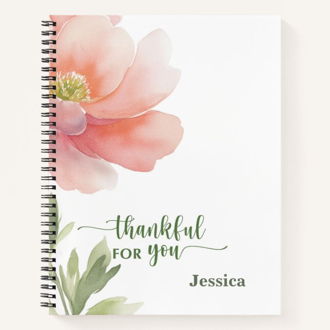 Carnet Personnaliser Fleur aquarelle Merci pour vous (Devant)