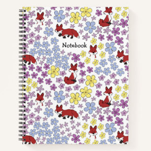 Carnet Personnaliser Jolie Renard Rouge Fleurs colorées