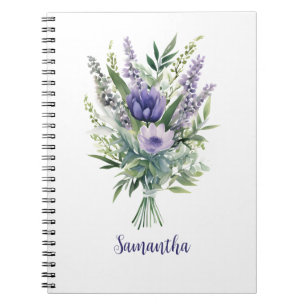 Carnet Personnaliser Lavande Purple Fleurs Eucalyptus