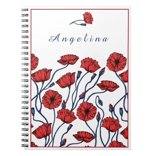 Carnet Personnaliser le bouquet de fleurs de pavot (Devant)