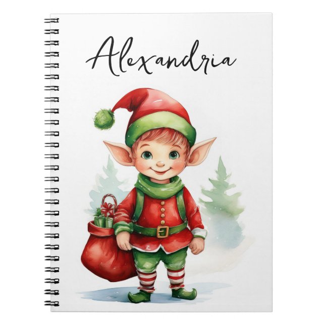 Carnet Personnaliser le nom de l'elfe de Noël avec un sac (Devant)