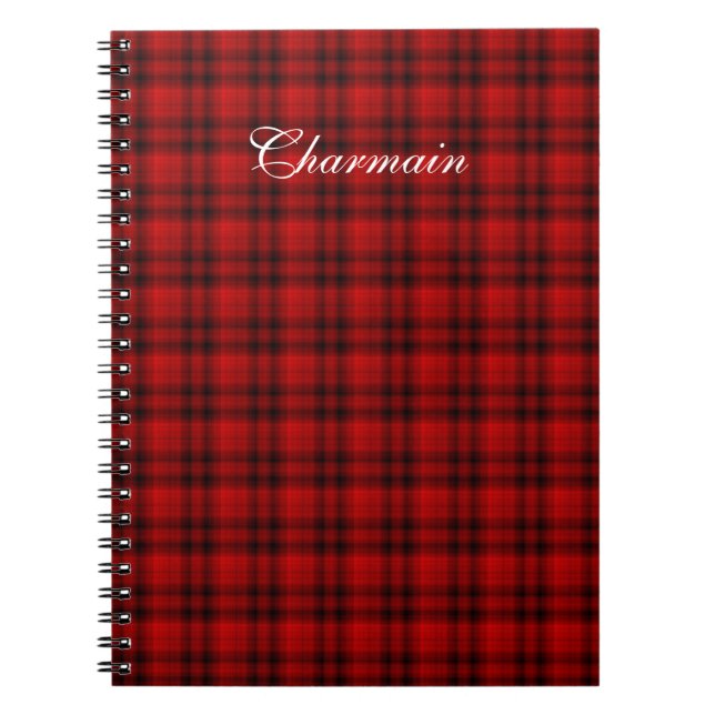 Carnet Personnaliser le nom Plaid Black Red (Devant)