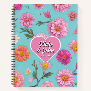 Carnet Personnaliser les marguerites florales roses fleur