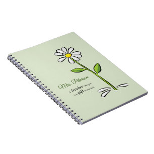 Carnet Personnaliser, Merci enseignant, Fleur religieuse