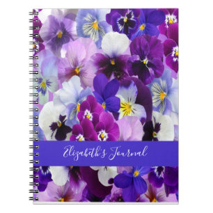 Carnet Personnaliser Purple Bleu Blanc Floral Fleurs Pans