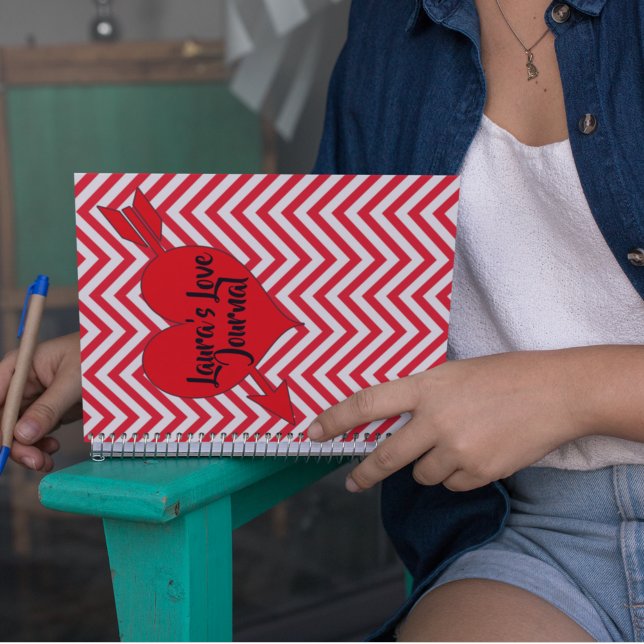 Carnet Personnaliser Red Chevron Arrow Heart Valentines D (Créateur téléchargé)