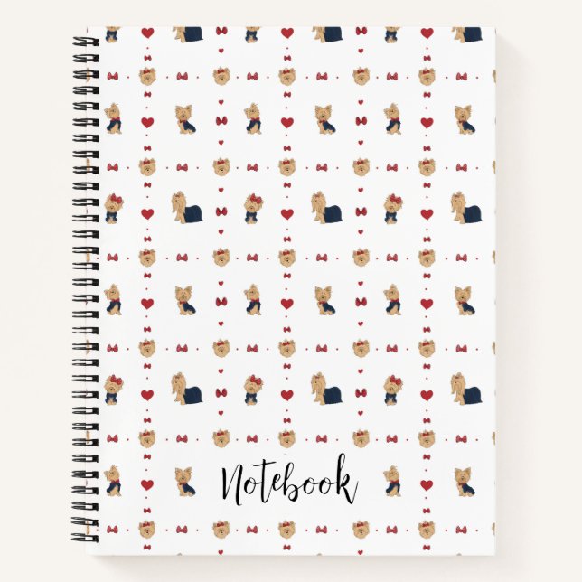 Carnet Personnaliser Sweet Yorkies Bows and Hearts Custom (Devant)