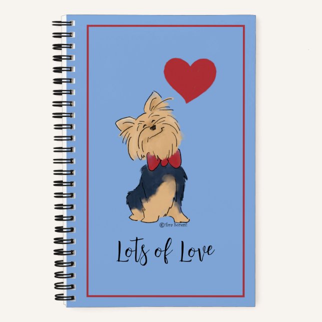 Carnet Personnaliser Texte Yorkie Bow Cravate et Coeur pe (Recto)