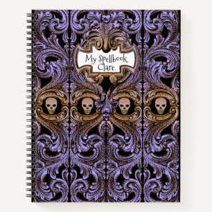 Carnet Personnalisez Goth Purple Ornement & Skull Spellbo