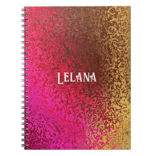 Carnet Personnalisez le nom Pin pourpre, tons Brown et or