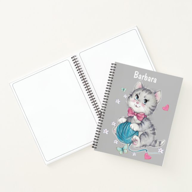 Carnet Personnalisez l'esquisse de chat pour enfants (Intérieur)