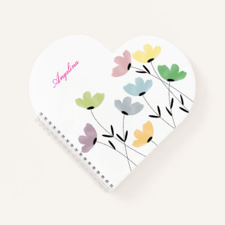 Carnet personnalisez votre nom & initiale avec des fleurs