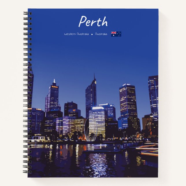 Carnet Perth, Australie - Spirale nocturne de la skyline  (Devant)