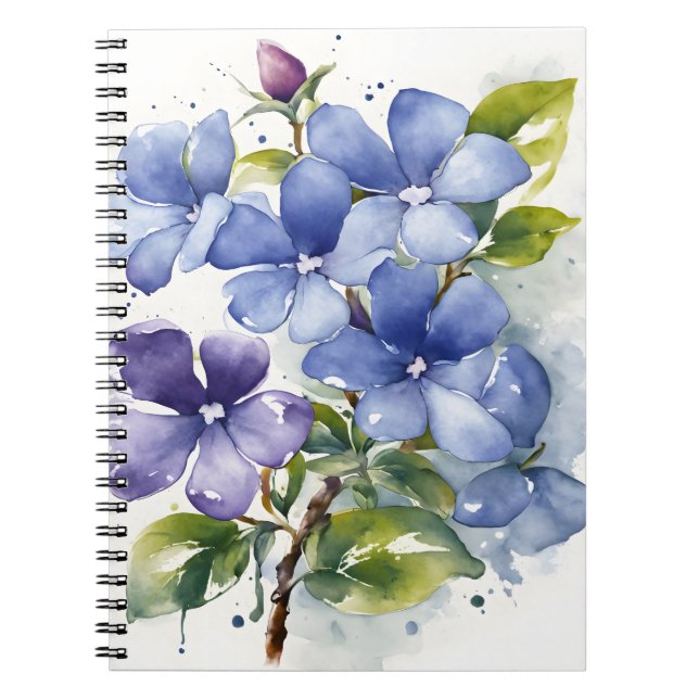 Carnet Pervenche - Fleurs à l'aquarelle (Devant)