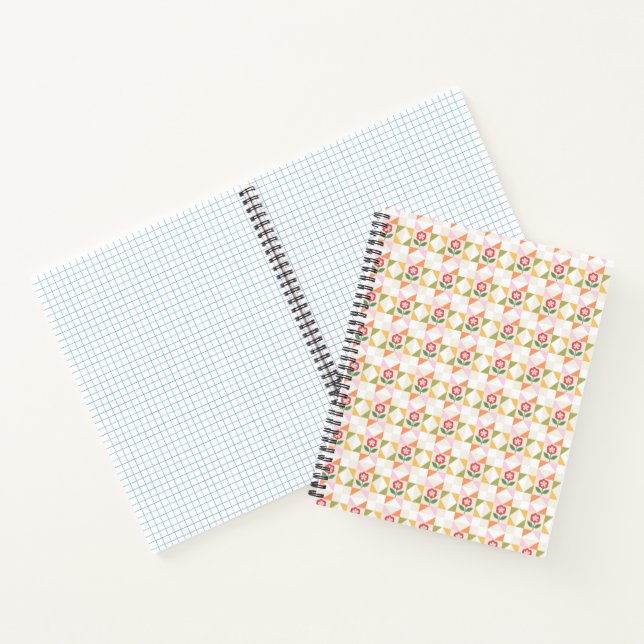 Carnet Pet bloc de fleurs rouges en patchwork (Intérieur)