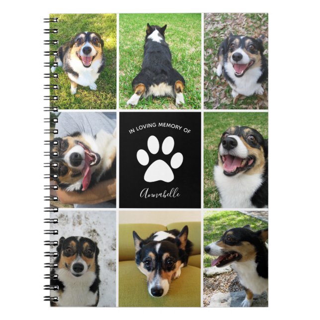 Carnet Pet Memorial Custom Chien 8 Photo Collage (Devant)