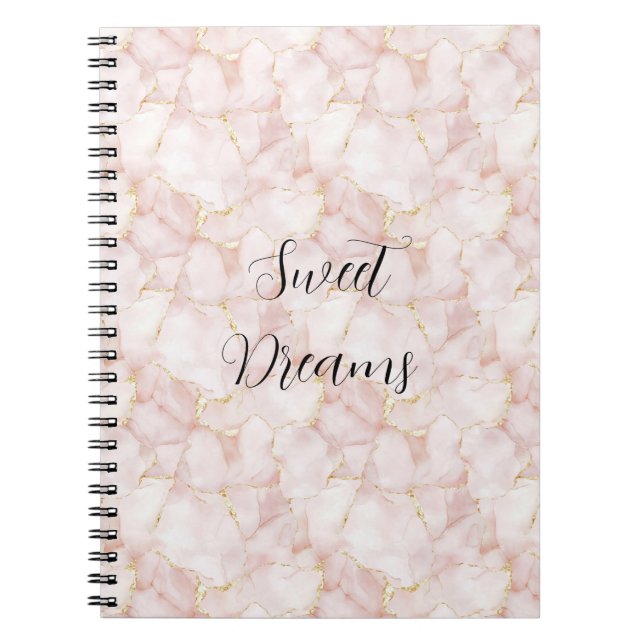 Carnet Pétales de rose florale rose blush or   (Devant)